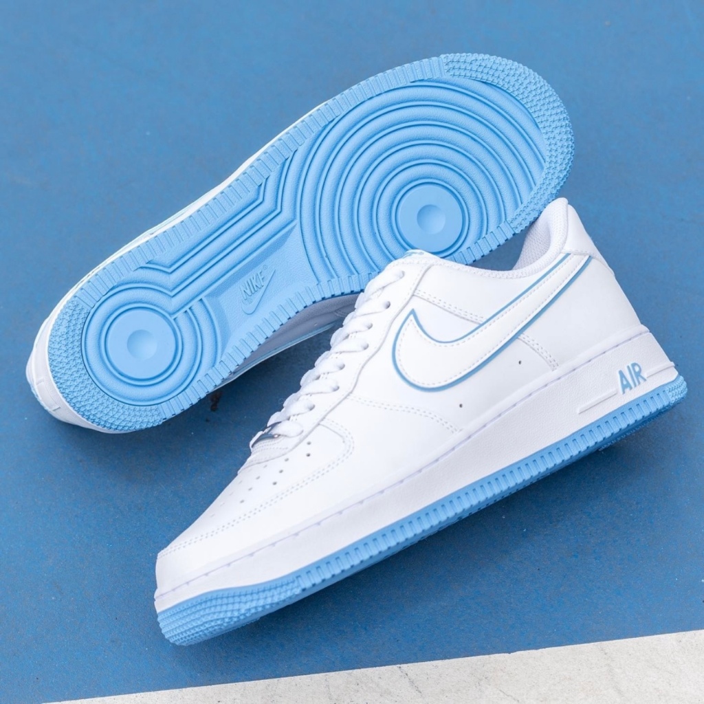 🔥革調 Nike Air Force 1 White Orange 時尚百搭經典藍 板鞋 休閒鞋 情侶鞋 男女同款 白藍