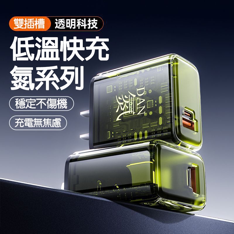 🔥現貨+隔日到貨🔥雙孔透明充電頭 120W 超級快充頭 氮化鎵充電器 四合一快充線 PD 快充頭快充 適用手機平板