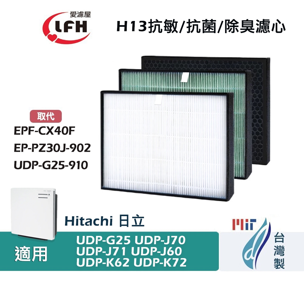 愛濾屋 抗菌HEPA濾網 適 日立 UDP-G25 UDP-J70 UDP-J71 UDP-J60 K62 K72清淨機