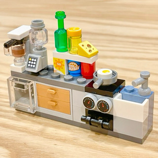 LEGO 樂高 MOC 廚房 咖啡機 烤箱 抽屜 食物 包含所有印刷磚 全新零件 創作
