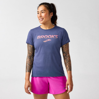 【BROOKS】女 Distance 距離 短袖上衣 3.0 暗影藍/BR速度Logo (221669498)