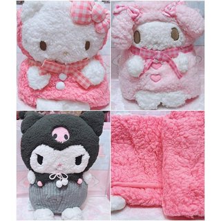 ♥小玫瑰日本精品♥ 現貨Hello Kitty 美樂蒂 酷洛米 絨毛玩偶毛毯 毯被 冷氣毯 收納毛毯~8
