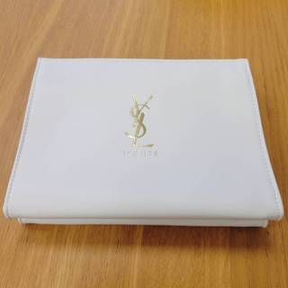 YSL LOGO 三角形大化妝包 咖啡色 白色 黑色 YSL 聖羅蘭 皮革 化妝包 收納包 盥洗包