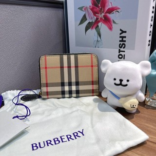 🇮🇹台灣現貨🇹🇼｜BURBERRY 博柏利 短夾 經典款 滿版格紋 零錢包 卡包 錢包 卡片夾 卡夾包｜黃色的魚