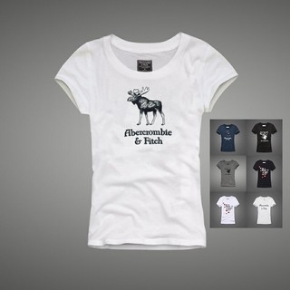女生 AF A&F 圓領休閒短T 短袖T恤 麋鹿 短Tee 精梳純棉 短袖T-Shirt