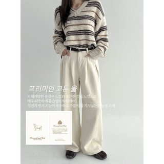 現貨24H【棉羊毛雙面磨毛-高保暖】VENUSY｜正韓🇰🇷 - DEEP ♡ 韓國熱門設計師｜棉羊毛高腰直筒寬褲 牛仔褲