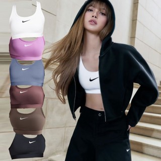 NIKE SWOOSH 黑 白 棕 紫 粉紫 豆沙 LiSA 著用款 包覆 中度支撐 運動內衣 女款【DX6822】