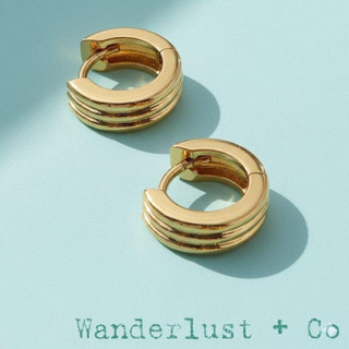 Wanderlust+Co 澳洲品牌 簡約圓形耳環 立體三層設計 Triple Band Baby Huggie