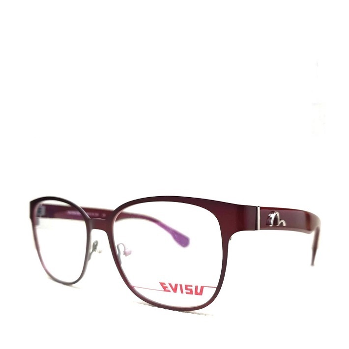 EVISU 日本福神  時尚潮流 亞洲版 復古  暗紅色大鏡面 金屬框 經典LOGO 光學眼鏡