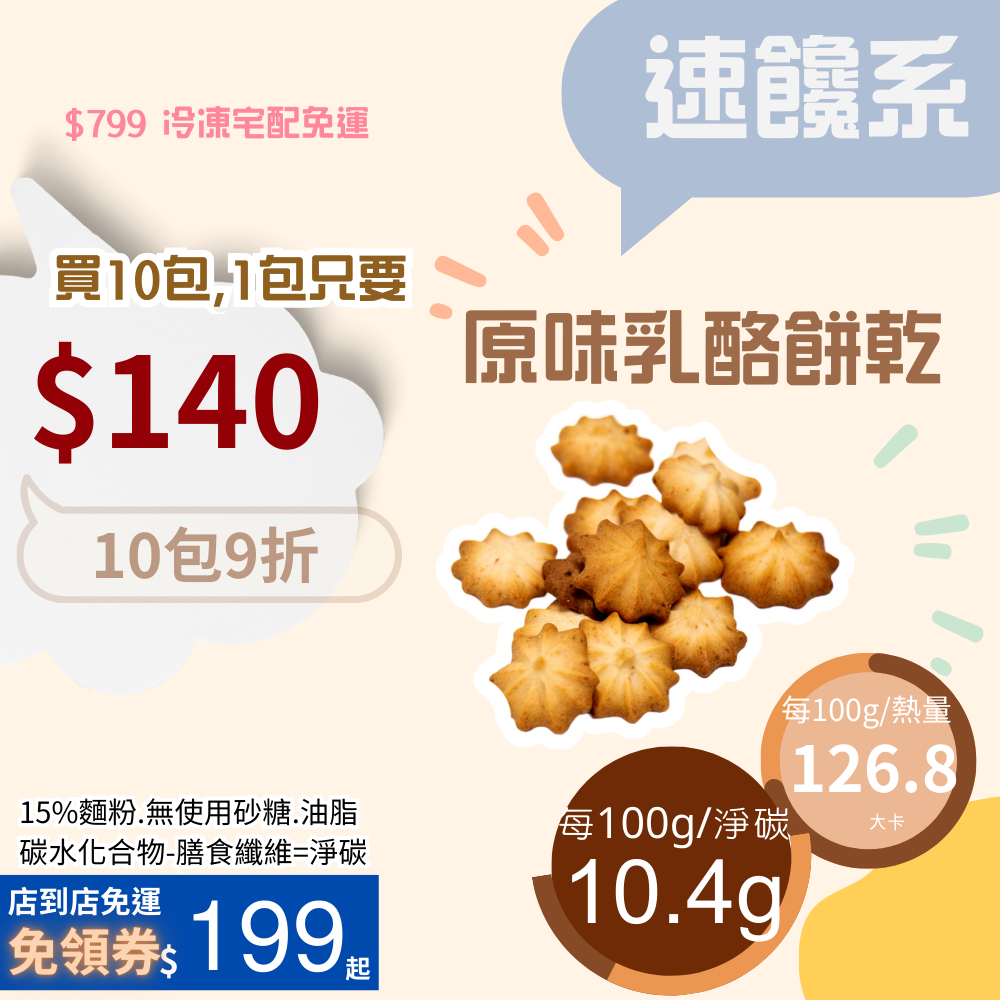 米林香 原味乳酪擠花餅乾一包77大卡|淨碳6.24g 取代85%麵粉 滿足感 零食餅乾 擠花餅乾 乳酪餅乾