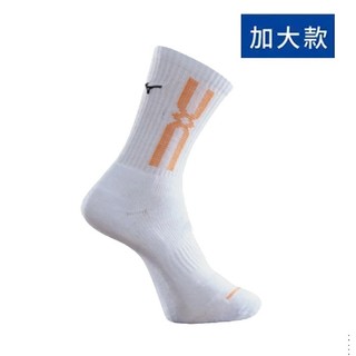 Mizuno 美津濃【授權經銷】男子 運動厚底襪 運動襪 加大款 舒適 襪子-白X黑橘LOGO-32TXB00912