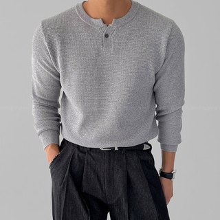 正韓SUPIMA棉亨利領單扣合身長袖上衣 5色 YUPPIE 預購商品 0908