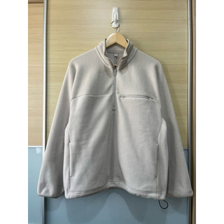 (二手) UNIQLO / FLEECE HALF-ZIP PULLOVER 米白 M號 套頭衫 24AW