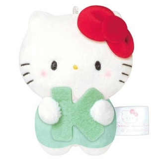 Sanrio三麗鷗x麻糬貓熊 首字母鑰匙圈絨毛娃娃吊飾-Hello Kitty(字母K) 25887
