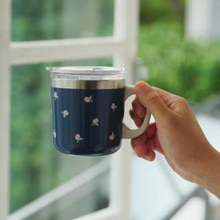 Afternoon tea 經典玫瑰 花朵 碎花 寬口 不銹鋼 馬克杯 附杯蓋 230ml 特價款