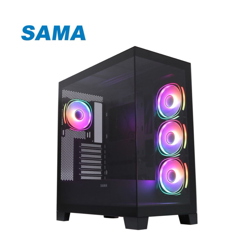 SAMA 先馬 SAK452 元境界 黑 Type-C 海景房 360 風扇 ATX ARGB 背插式 電腦機殼