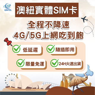 【優一電訊】澳紐 SIM卡 上網絡卡 網絡卡 不降速喫到飽 即插即用 澳洲 紐西蘭 悉尼 墨爾本 奧克蘭 推薦 熱點分享