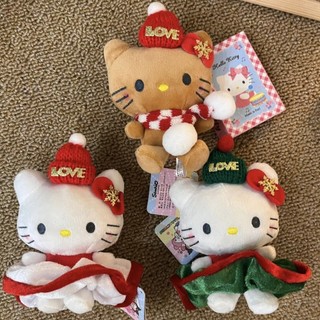 【臺灣出貨】三麗鷗聖誕限定hellokitty掛件黑皮哈嘍kt貓公仔玩偶鑰匙扣包配件