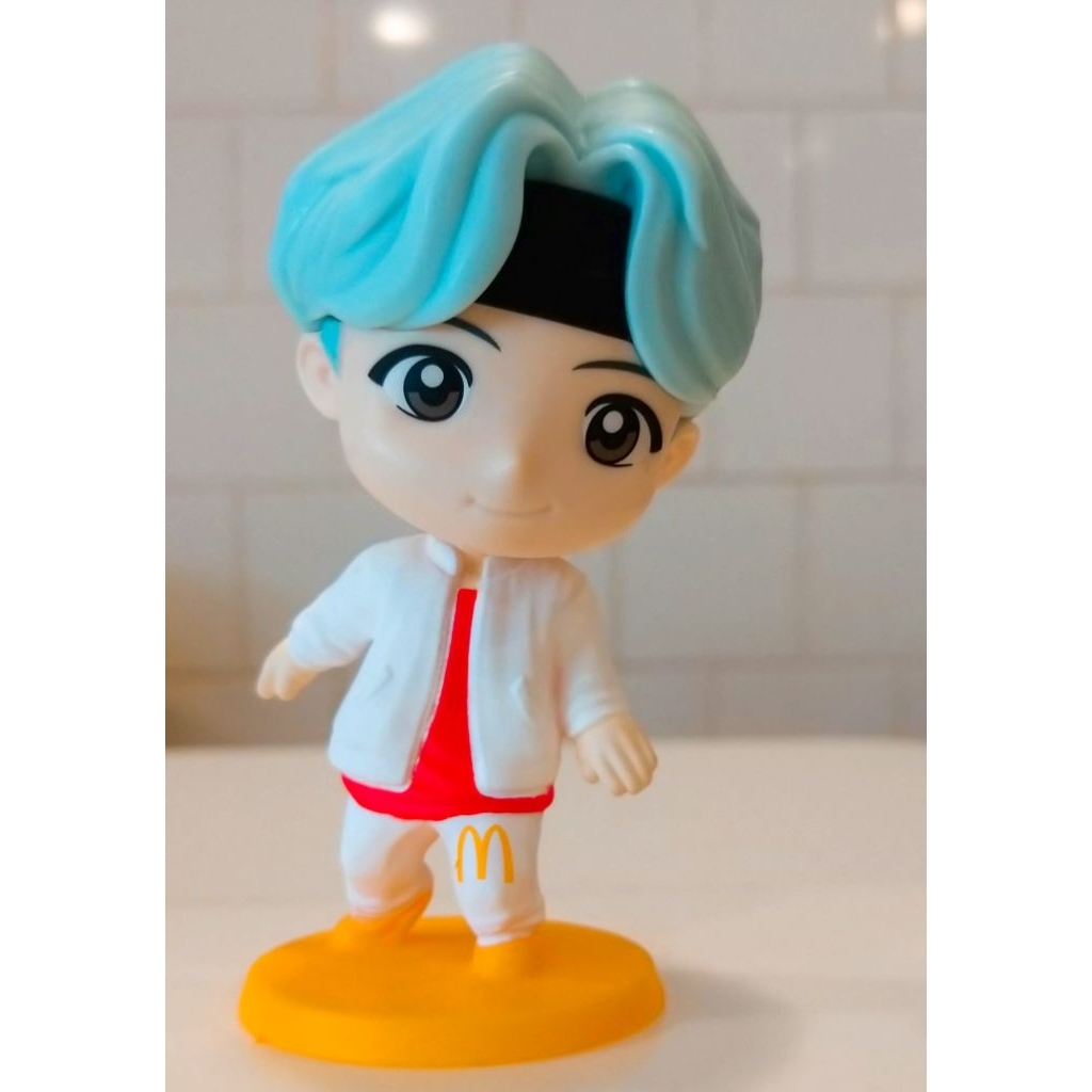 (新品限定現貨最後1組）BTS防彈少年團麥當勞盲盒Tiny TAN可愛公仔+彩卡（SUGA款 閔玧其）僅拆封.可轉動頭部