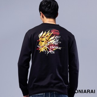 BLUE WAY 鬼洗 ONIARAI - 男款 經典日式松樹雲朵大學長TEE(黑)