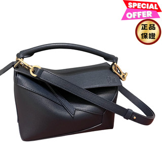 Loewe 柔軟粒面小牛皮迷你 Puzzle Edge 包 黑色金釦