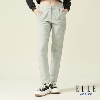 【ELLE ACTIVE】女款 四面彈多口袋平口休閒長褲-淺灰色 (EA24A2W3403-93)
