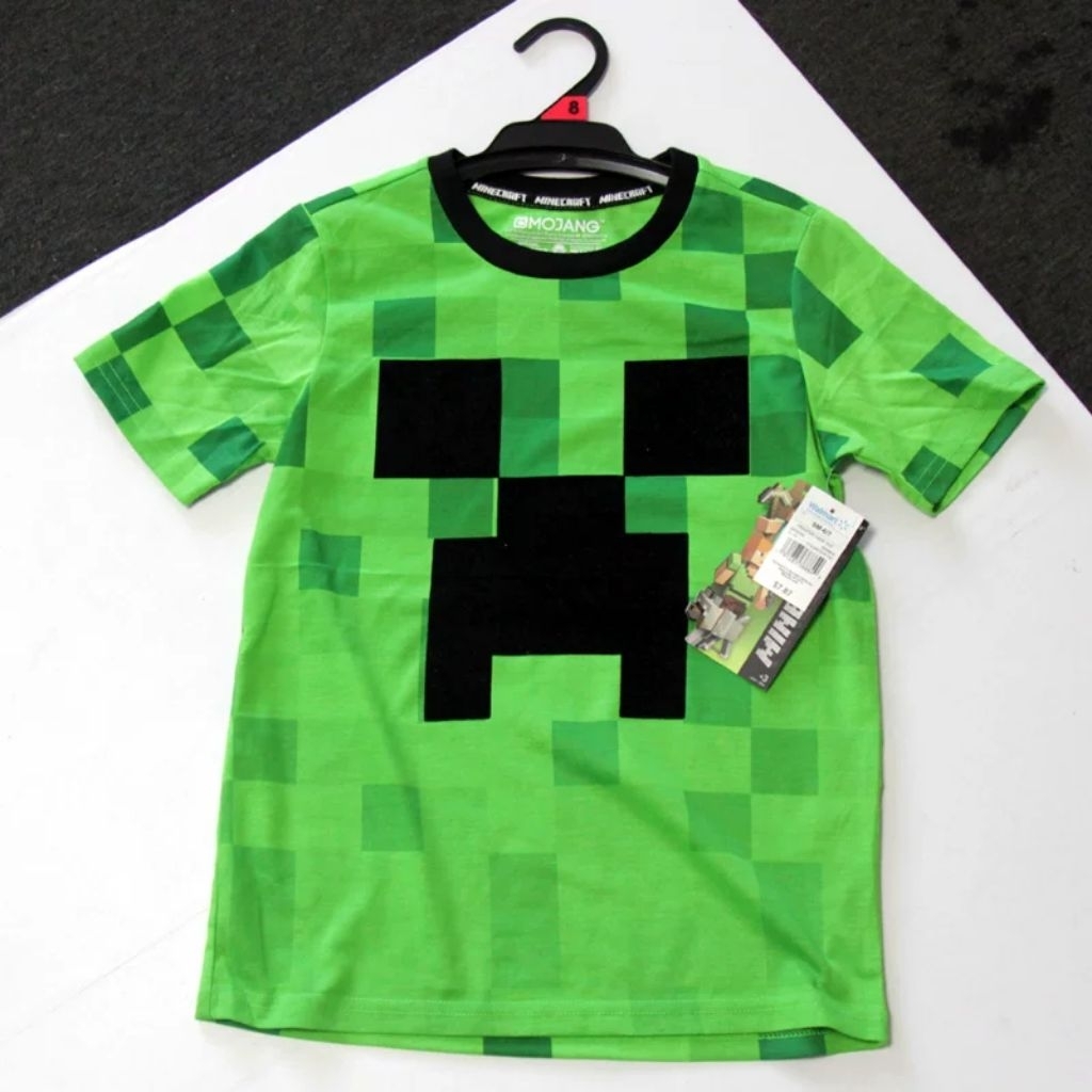 現貨💖原單minecraft麥塊 卡通動漫 兒童綠色苦力怕速乾短袖上衣125-135cm