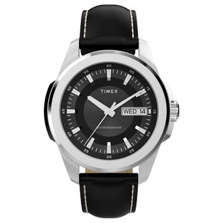 【TIMEX】天美時 Essex Day and Date 都會魅力 45 毫米皮革錶帶腕錶 黑 TXTW2Y20600