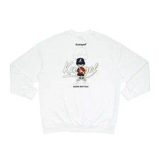 KANGOL 大學T 白色 毛帽 人物繡花 上衣 中性 6555101100