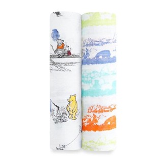 美國 aden + anais 迪士尼 經典款包巾2入組 - 小熊維尼 禮盒款