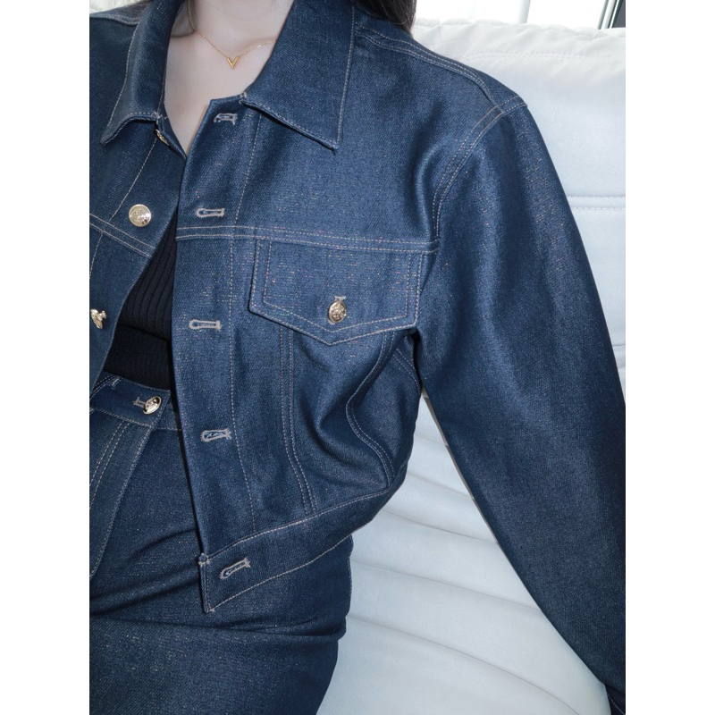 Meetu | 高訂單寧排扣外套 牛仔外套 短版外套 金釦 秋冬外套