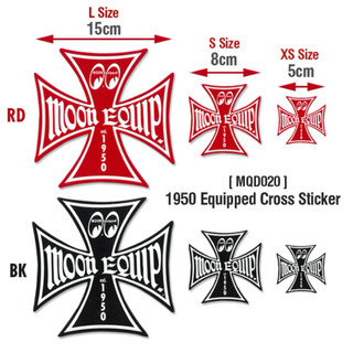 【MOONEYES】 MOON Equipped Cross 鐵十字 貼紙 紅/黑 大小張可選購[MQD020]