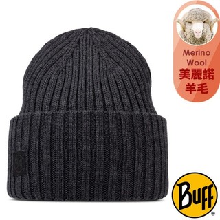 【西班牙 BUFF】漸層灰黑》保暖防風美麗諾 羊毛帽 ERVINY 針織帽 遮耳帽 滑雪帽 毛帽 BFL136681