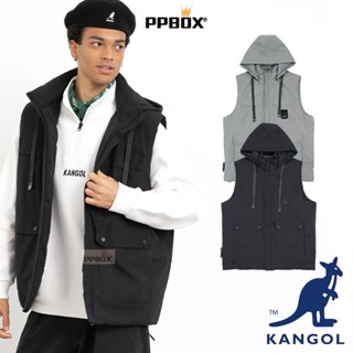KANGOL 袋鼠 工裝多口袋連帽鋪棉背心 可拆帽【65551483】時尚 保暖外套 衣服 外套 上衣 日韓穿搭