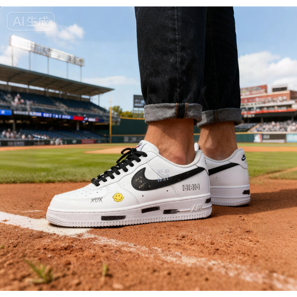 🔥革調 Nike Air Force 1 vibe風 百搭潮流 塗鴉 簡約時尚 增高通勤 日常百搭 板鞋
