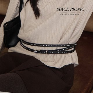 Space Picnic｜鉚釘細版腰帶-2色【2508251】