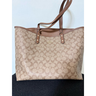 Coach 經典子母雙面托特包 卡駝色 全新