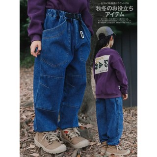 <🤩現貨🤩>👀💕超值回饋on sale👉🏻中大童山系工裝縮口牛仔褲水洗柔軟加絨加厚保暖休閒牛仔長褲剪裁寬鬆休閒長褲