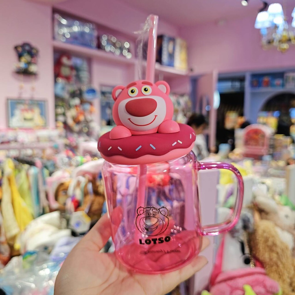 Bunibear. 迪士尼 卡通造型吸管玻璃杯  維尼 史迪奇 草莓熊 角色造型 玻璃杯 送禮 收藏【請先聊聊詢問