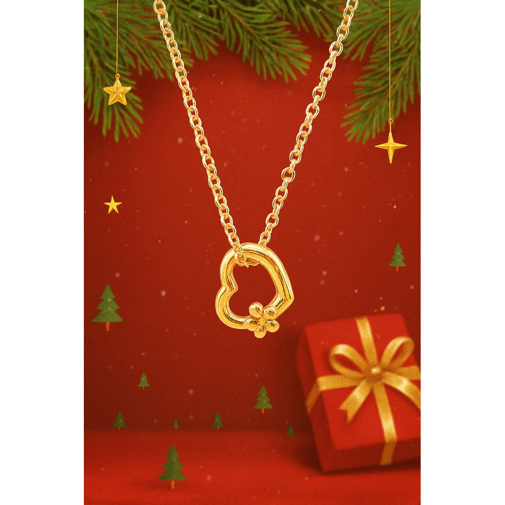 美美銀樓  9999黃金 愛心 小花 造型墜子