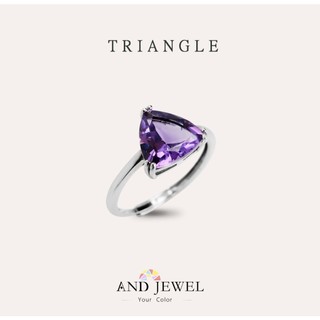[安珠] 紫水晶 紫色 三角 9mm 戒指 經典系列 Triangle 寶石銀飾 AND JEWEL