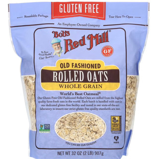 無麬質 燕麥片 Bob’s Red Mill 鮑伯紅磨坊—全穀物無麩質，經典輾制燕麥，32 OZ（907克）