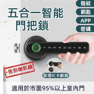 新北出貨+保固五年 智能水平鎖 指紋鎖 防盜鎖 門把鎖 電子鎖 智能木門鎖 智慧鎖 密碼鎖