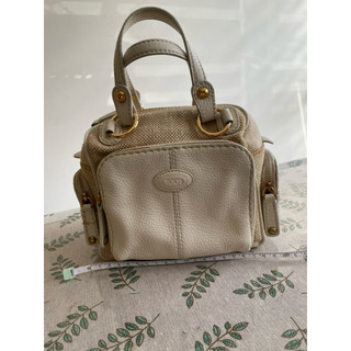 TODS｛保證真品｝二手還新小款拉菲草皮革手提包