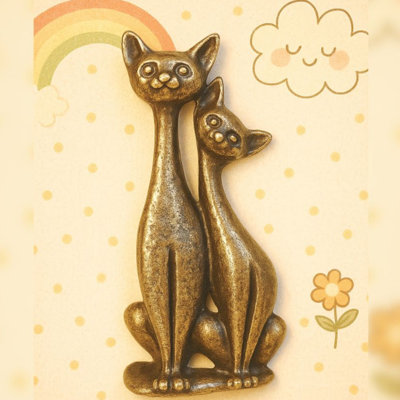 招財貓 金色招財貓 馬年吉祥物 情侶貓咪 療癒貓 招財貓 黃銅貓咪 療癒小物 辦公桌擺件 招財小物