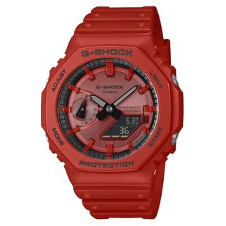 CASIO 卡西歐 G-SHOCK 大膽鮮豔 紅黑配色 時尚八角形雙顯錶 GA-2100RRB-4A