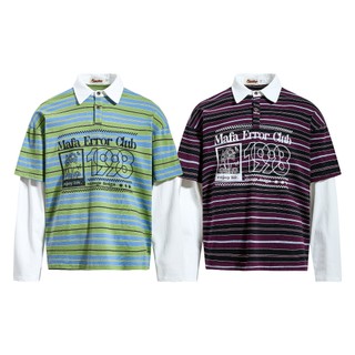 【OTIS】『現貨』MAFA日系復古假兩件 日系 撞色 Vintage風 長袖 大學TEE 寬鬆 落肩 日系 街頭