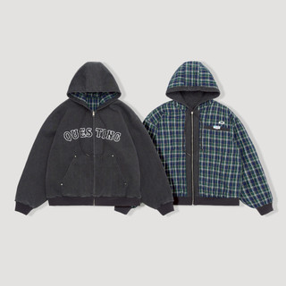 【QUEST】現貨 QUEST Reversible zip hoodie 水洗 雙面穿 鋪棉 外套