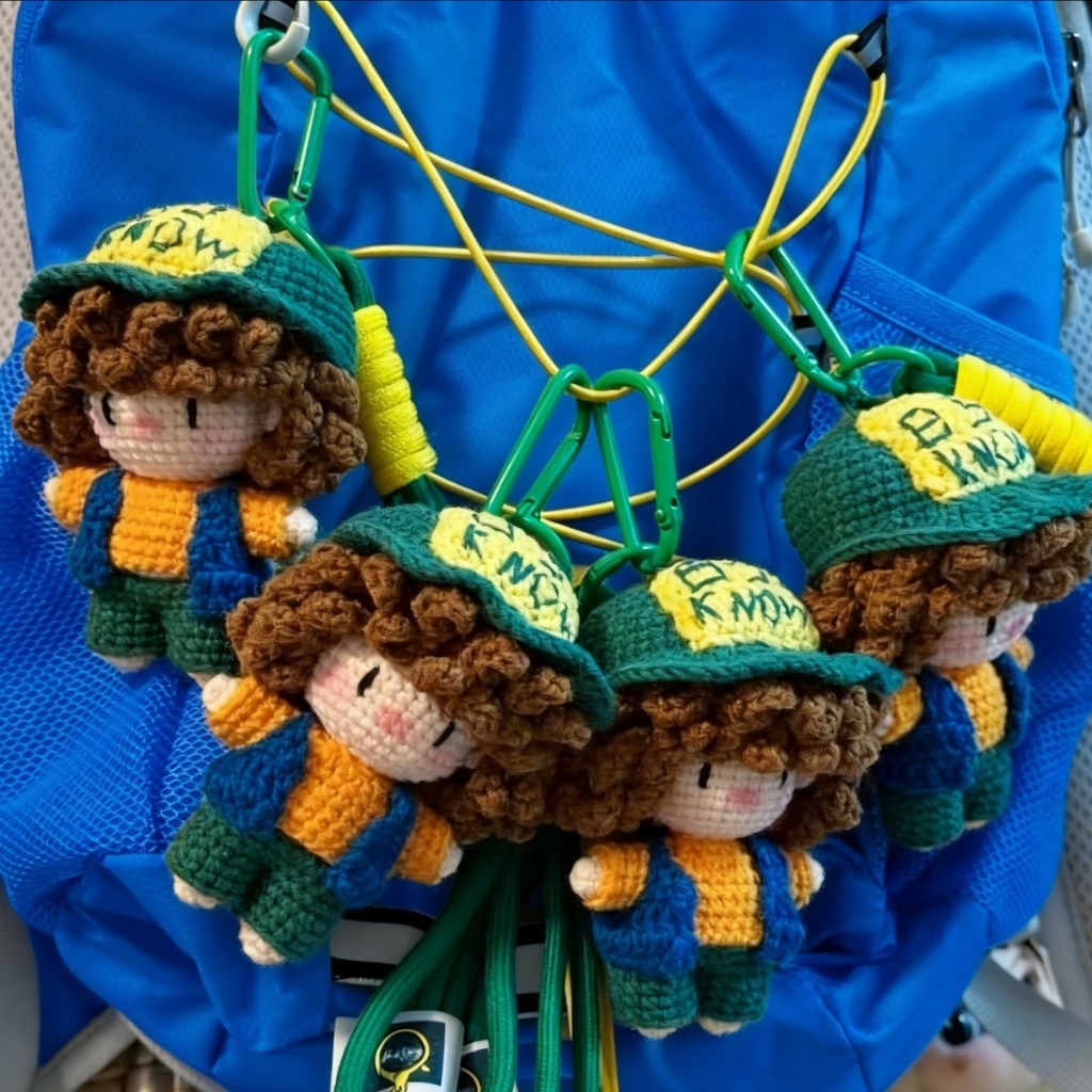 🍔怪奇物語達斯汀漢堡人偶🍔免運 手工針織 DIY 鈎織成品毛綫純手工製作 怪奇物語吊飾玩偶 達斯汀中國漢堡