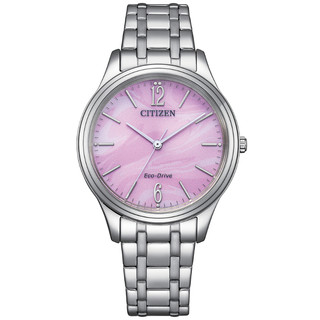 CITIZEN 星辰錶 Lady's 光動能 粉面不鏽鋼女錶 34mm EM0411-71X 台灣公司貨全球保固3年